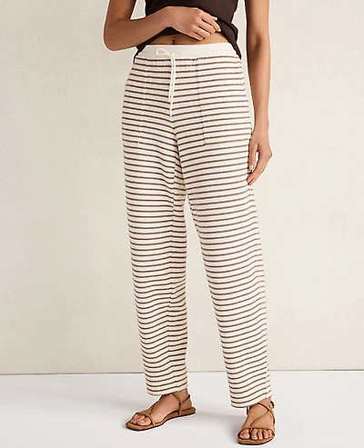 Ann Taylor Haven Well Within Cotton Blend Textured Barrel Leg Pants Chestnut Brown Women's