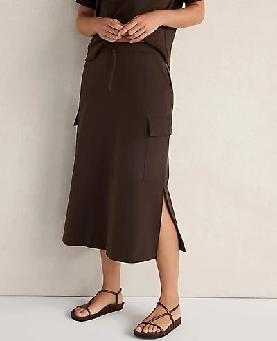 Ann Taylor Haven Well Within Organic Cotton Interlock Cargo Skirt Coffee Bean Women's