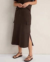 Ann Taylor Haven Well Within Organic Cotton Interlock Cargo Skirt Coffee Bean Women's
