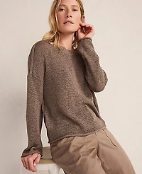 Ann Taylor Haven Well Within Linen Tape Yarn Crewneck Size Small Chestnut Brown Women's