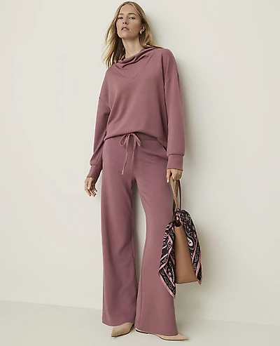 Ann Taylor Weekend Easy Wide-Leg Pant CloudPlush Deep Rosy Tan Women's