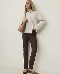 Ann Taylor Petite Weekend Seamed Side Zip Legging Faux Suede Dark Brown Women's