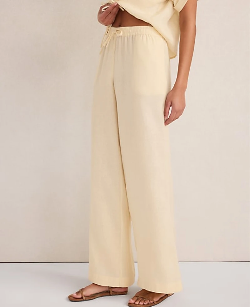 Ann Taylor Haven Well Within Linen Wide Leg Pants Size XS Soft Beige Women's