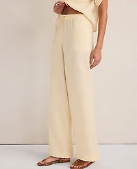 Ann Taylor Haven Well Within Linen Wide Leg Pants Size XS Soft Beige Women's