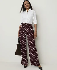 Ann Taylor The Petite Polka Dot Pleated Wide-Leg Pant Purest Plum Women's