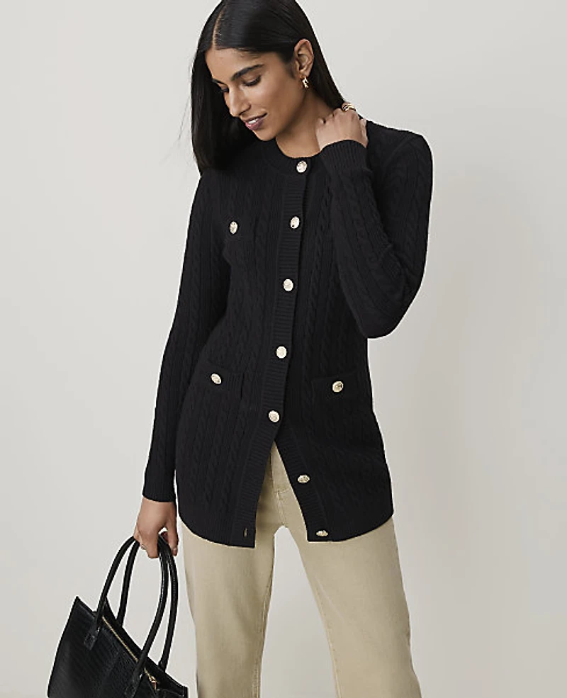 Ann Taylor Cable Longline Cardigan Women's