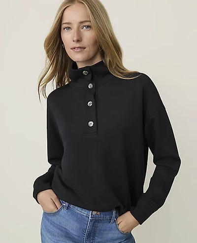 Ann Taylor Weekend Mockneck Sweatshirt CloudPlush Women's