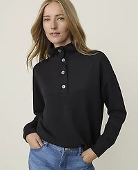 Ann Taylor Weekend Mockneck Sweatshirt CloudPlush Women's