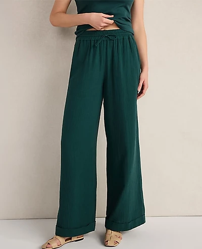 Ann Taylor Haven Well Within Organic Cotton Gauze Drawstring Pants Deep Turquoise Women's