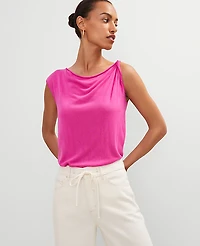 Ann Taylor Twisted Shoulder Shell Top Size Small Rose Violet Women's