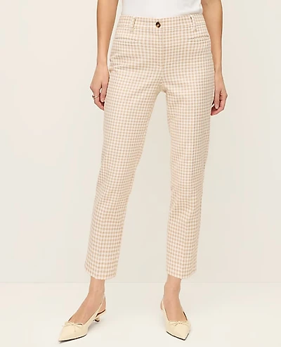 Ann Taylor The Petite Cotton Crop Pant Gingham — Curvy Fit Pale Sandalwood Women's