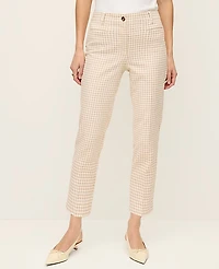 Ann Taylor The Petite Cotton Crop Pant Gingham — Curvy Fit Pale Sandalwood Women's
