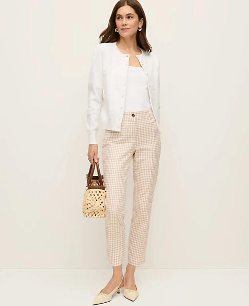 Ann Taylor The Cotton Crop Pant Gingham Pale Sandalwood Women's