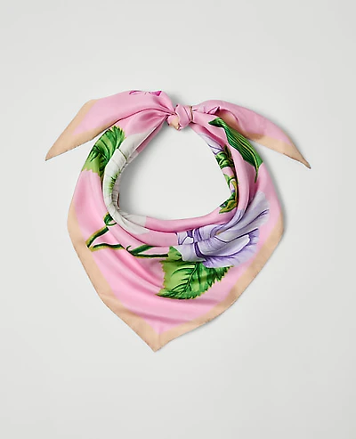 Ann Taylor Floral Silk Scarf Winter White Women's