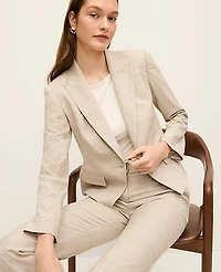 Ann Taylor The Single Button Fitted Blazer Glen Check Neutral Women's