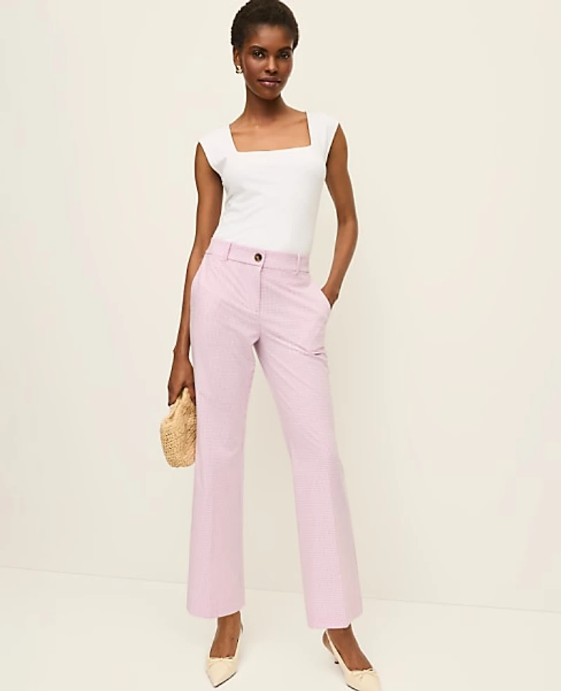 Ann Taylor The Tall Relaxed Jayne Trouser Gingham Lilac/White Women's