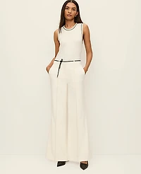 Ann Taylor The Petite Belted Margot Pant Size 10 Winter White Women's