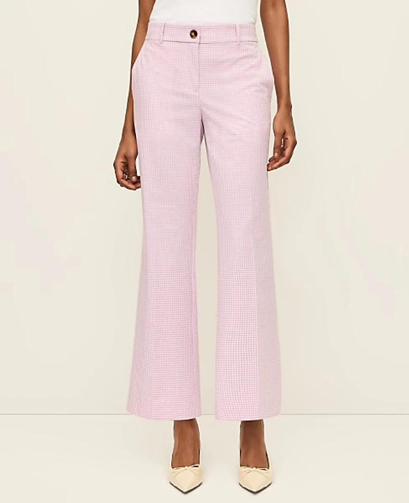 Ann Taylor The Petite Relaxed Jayne Trouser in Gingham — Curvy Fit Size 6 Lilac/White Women's