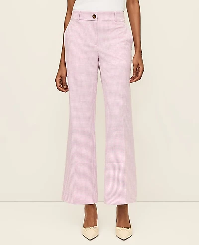 Ann Taylor The Petite Relaxed Jayne Trouser in Gingham — Curvy Fit Size 0 Lilac/White Women's