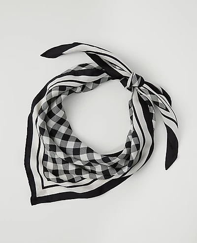 Ann Taylor Gingham Silk Scarf Black Women's
