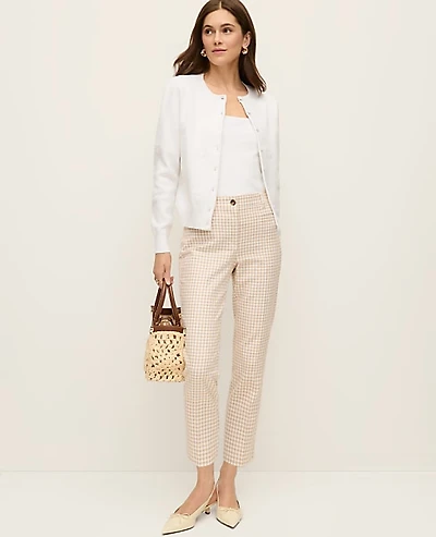 Ann Taylor The Petite Cotton Crop Pant Gingham Pale Sandalwood Women's
