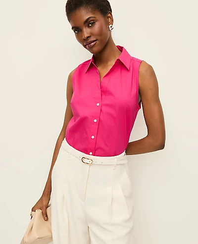 Ann Taylor Sleeveless Essential Shirt Bougainvillea Women's