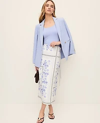 Ann Taylor Floral Wrap Midi Skirt Blue Hydrangea Women's