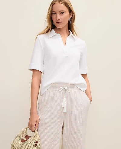 Ann Taylor Weekend Split Neck Polo Top Women's