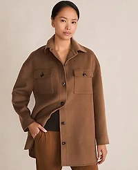 Ann Taylor Haven Well Within Wool Blend Oversized Shaket Brown Butter Women's