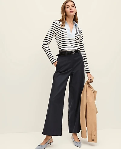 Ann Taylor The Petite Relaxed Wide-Leg Ankle Pant Size 2 Night Sky Women's