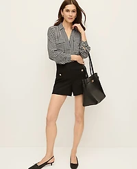 Ann Taylor The Petite Button Pocket Short Black Women's