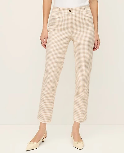 Ann Taylor The Cotton Crop Pant Gingham — Curvy Fit Pale Sandalwood Women's