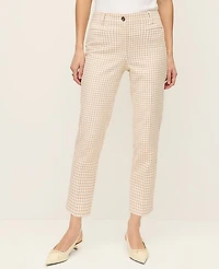 Ann Taylor The Cotton Crop Pant Gingham — Curvy Fit Pale Sandalwood Women's