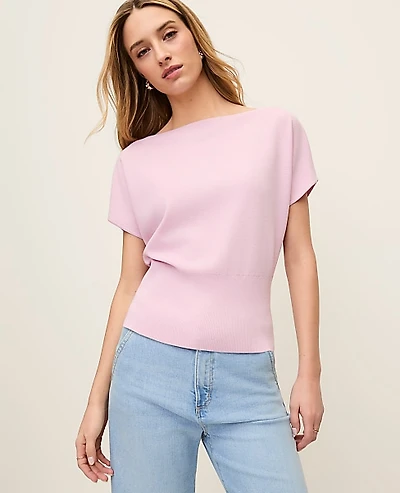 Ann Taylor Petite Dolman Boatneck Sweater Top Size 2XS Corsage Pink Women's