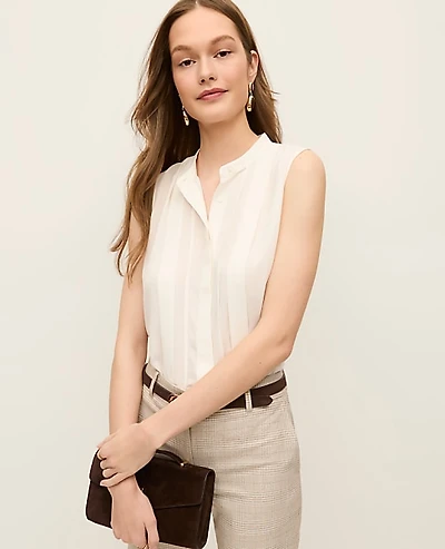 Ann Taylor Pintucked Sleeveless Shirt Women's