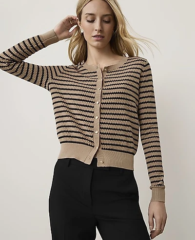 Ann Taylor The Petite Striped Cardigan Women's