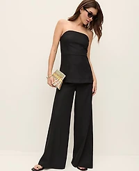 Ann Taylor The Petite Statement Palazzo Pant Linen Blend Black Women's