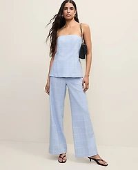 Ann Taylor Windowpane Strapless Top Blue/Neutral Women's