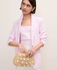 Ann Taylor The Gingham Longline Blazer Size 12 Vibrant Pink Women's