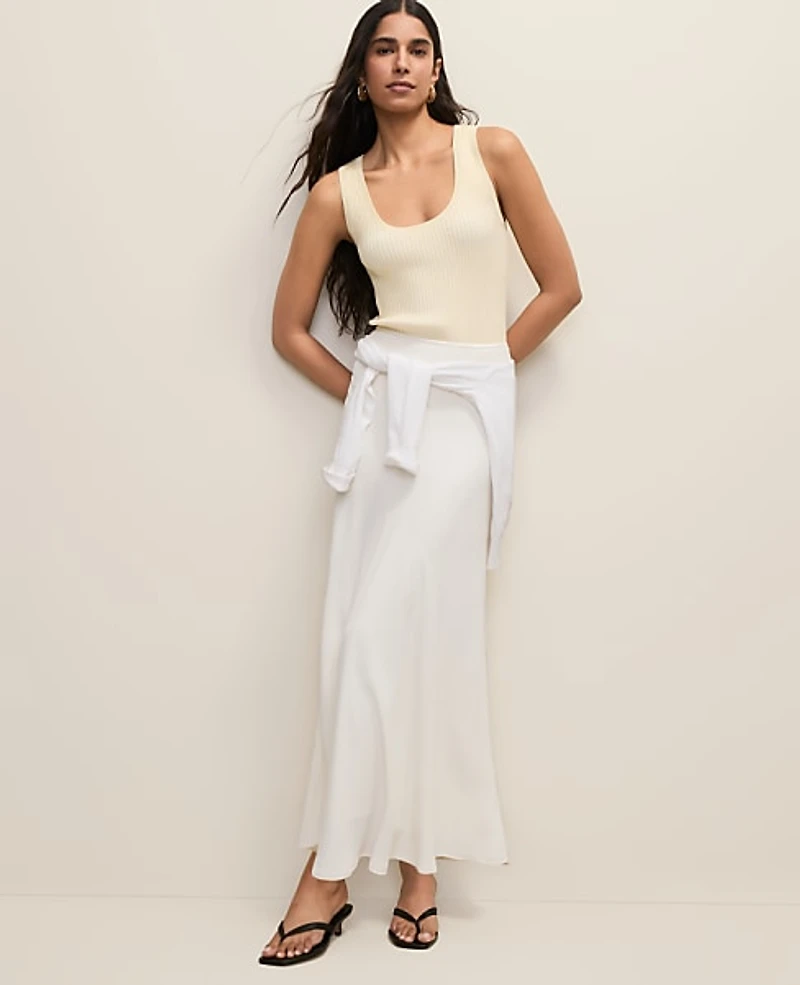 Ann Taylor Petite Bias Flare Maxi Skirt Winter White Women's