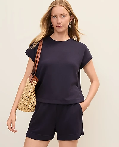 Ann Taylor Weekend Crew Neck Top CloudPlush Women's
