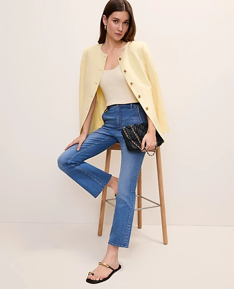 Ann Taylor The Cropped Boot Jean Venice Blue Medium Women's
