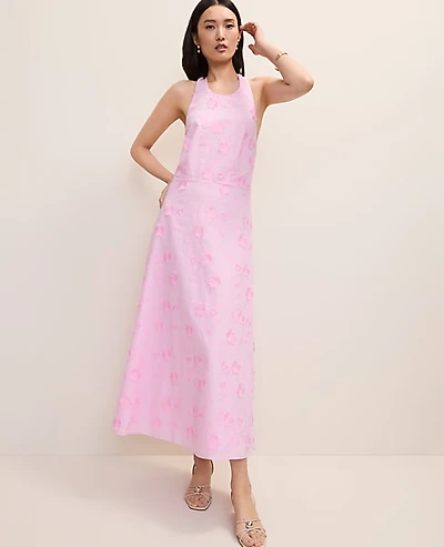 Ann Taylor Petite Halter Floral Maxi Dress Size 6 Pirouette Women's