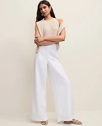 Ann Taylor The Statement Palazzo Pant Linen Blend White Women's
