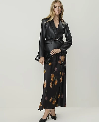 Ann Taylor Floral Bias Flare Maxi Skirt Black - Yellow Women's