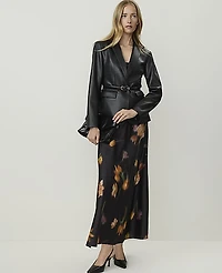 Ann Taylor Floral Bias Flare Maxi Skirt Black - Yellow Women's