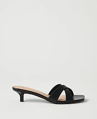 Ann Taylor Leather Crossover Kitten Heel Sandal Women's