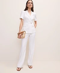 Ann Taylor The High Rise Trouser Linen Blend White Women's