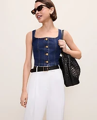 Ann Taylor Denim Button Tank Top Effie Wash Women's