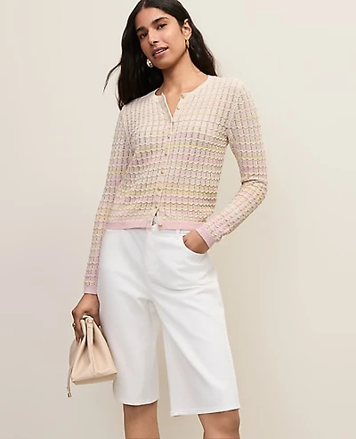 Ann Taylor Petite Crochet Cardigan Ombré Pirouette Women's